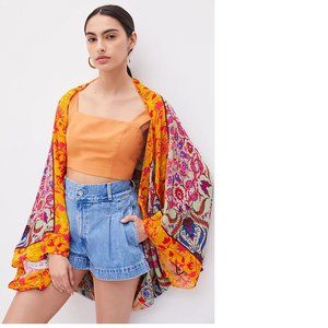 Anthropologie Multi Floral Cocoon Kimono